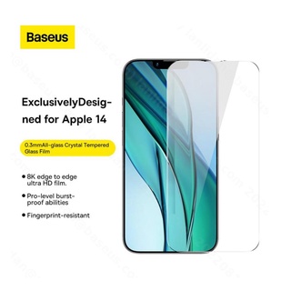 Baseus ฟิล์มกระจกนิรภัยแบบคริสตัลทั้งหมด 0.3 มม. สำหรับ iP 6.1 (6.7)นิ้ว 2022/iP13/iP14promax แบบโปร่งใส (แพ็ค 2)