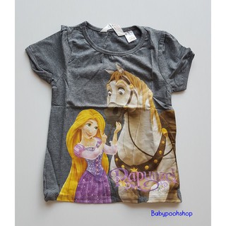 เสื้อยืดแขนสั้น สกรีนลายเจ้าหญิง Rapunzel สีเทา size 1-2y / 2-4y