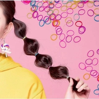 พร้อมส่ง!! ยางรัดผม ยางมัดผม หนังยางรัดผม ที่รัดผม เส้นเล็ก ยางมัดผมเด็ก หนังยางแฟชั่น แบบยืด ถุงใหญ่ (คละสี)