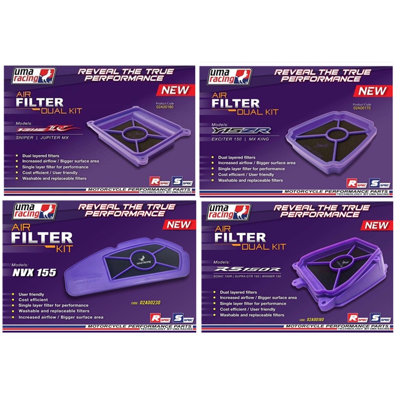 UMA RACING AIR FILTER [ LC135 V1-V8 FI / Y15 V1&V2 / Y16 / RS150 & RSX150/ NVX155 V1&V2 / FZ150/ PCX