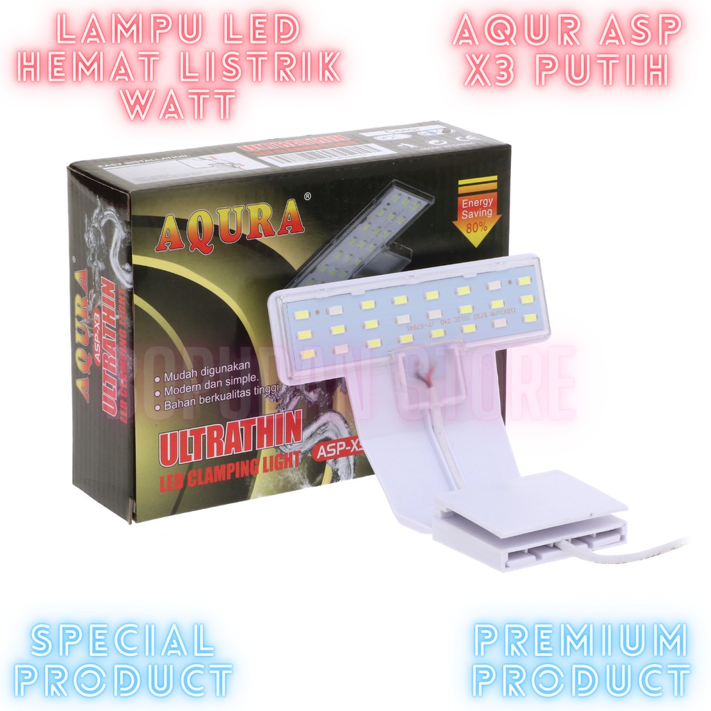 Putih Mini Aquarium Clamp ไฟ Led Aquascape Aquarium AQURA ASP X3 สีขาว -