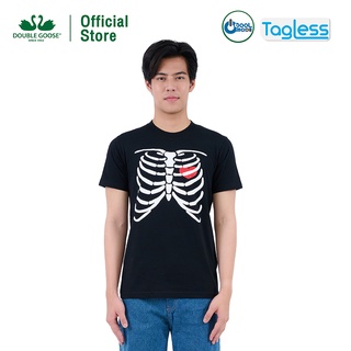 ห่านคู่ เสื้อยืด Halloween พิมพ์ลายโครงกระดูก