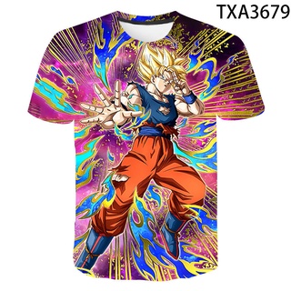 เสื้อยืดแขนสั้นลําลอง พิมพ์ลายการ์ตูน Dragon Ball 3 มิติ แฟชั่นฤดูร้อน สไตล์สตรีท สําหรับผู้ชาย และผู้หญิง