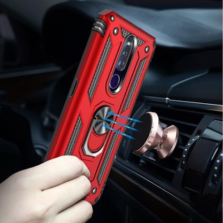 เคสโทรศัพท์แบบยืดหยุ่นหมุนได้ 360 องศาวงแหวนแม่เหล็กสําหรับ oppo f 11 pro