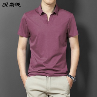 พร้อมส่ง เสื้อยืดโปโล แขนสั้น ดูดซับความชื้น สีพื้น สไตล์เกาหลี สําหรับผู้ชายวัยกลางคน