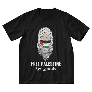 เสื้อยืดผู้ เสื้อยืดแขนสั้น ผ้าฝ้าย พิมพ์ลายธงปาเลสไตน์ Gaza แฟชั่นสําหรับผู้ชาย S-5XL