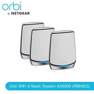 NETGEAR RBK853 Orbi Whole Home Tri-Band Mesh WiFi 6 System Router With 2 Satellite Extender ประกันศูนย์ไทย