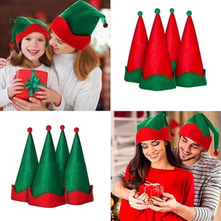 REDD Stylish Red and Green Christmas Hat Santa Claus Elf Hat Pointed Hat for Cosplay