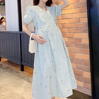 แฟชั่นสตรีตั้งครรภ์ เดรสยาวกระโปรงพองทรงหลวม ชุดเดรสคลุมท้องน่ารักๆใส่สบาย เดรสคนอวบใส่ได้ยืดสบายพร้อมส่ง