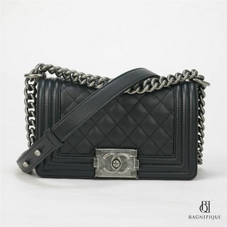 NEW CHANEL BOY 8" BLACK CAVIAR RHW