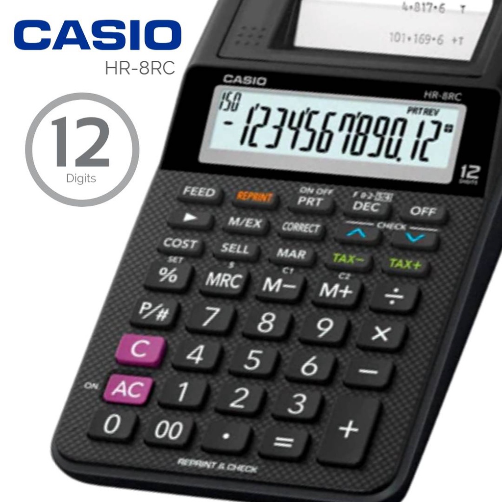 CASIO​ เครื่องคิดเลข คาสิโอ HR-8RC  เครื่องคิดเลขคาสิโอแบบพิมพ์ได้
