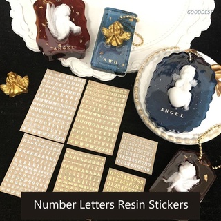 GOO 3 Styles Alphabet Letter Number Resin Decorative Sticker Adhesive Resin Mold DIY Stickers Clear Film Sticker Resin Craft