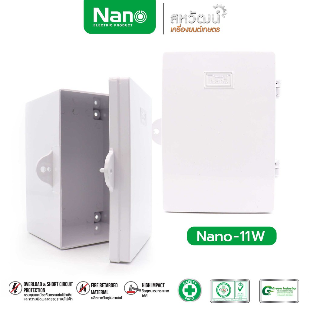 NANO ตู้กันน้ำ ตู้พลาสติก ตู้ไฟ กันน้ำ สีขาว ฝาทึบ NANO-11W / NANO- 22W ฝาใส NANO-11CW / NANO-22CW - รูปที่ 2