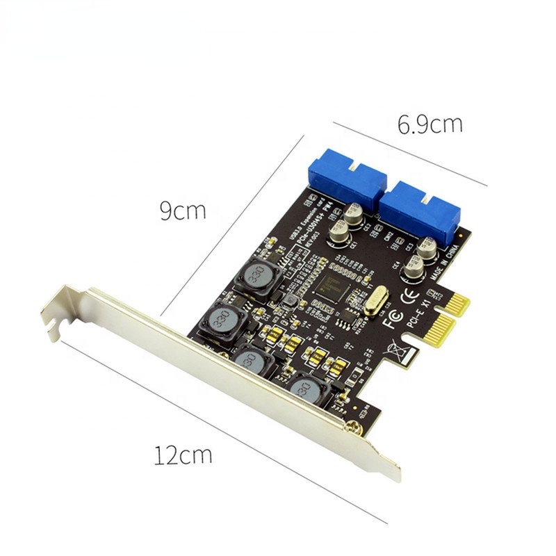 Dual 19Pin USB3.0 PCI-E PCI Express X1 การ์ดขยายด้านหน้า 5Gb/s USB3.0 20PIN อินเทอร์เฟซ Controller