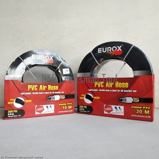 สายลมต่อปั๊มลม สายลม PVC AIR HOSE รับแรงดัน 300PSI จั๊มหัว+คอปเปอร์ EUROX  ยาว 10M 20M สีดำ หนา ทนทาน อย่างดี