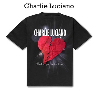 Charlie Luciano เสื้อยืด พิมพ์ลายหัวใจ ทรงหลวม แฟชั่นฤดูร้อน สําหรับผู้ชาย และผู้หญิง