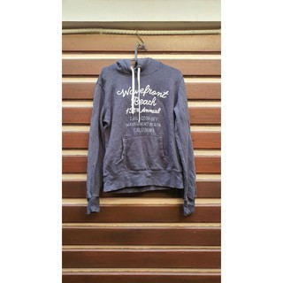 (USED) H&amp;M - LOGG เสื้อ Hoodie สวมหัว สีน้ำเงิน ผ้าหนา มีกระเป๋าด้านหน้า ตัดป้าย ทั้งด้านบนและด้านข้าง