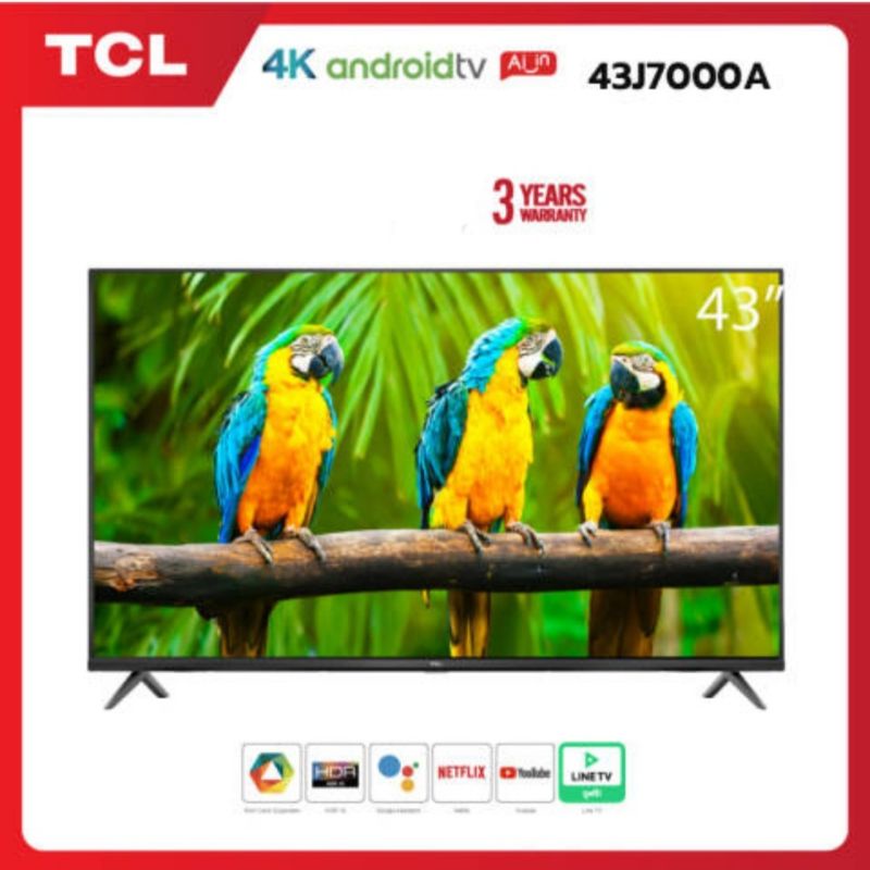 TCL ทีวี 43 นิ้ว LED 4K UHD Android TV Wifi Smart TV OS (รุ่น 43T5000A/43J7000A)