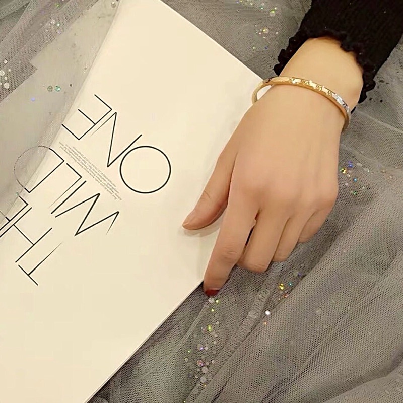 OYJR กำไลสแตนเลส ลายตัวเลขโรมัน แฟชั่นสําหรับผู้หญิง - รูปที่ 3