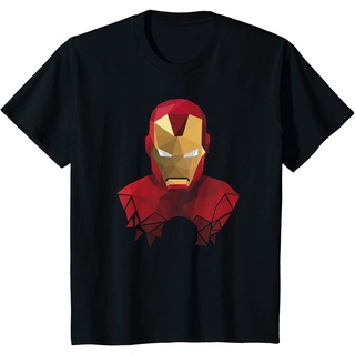 เสื้อยืดผ้าฝ้ายพรีเมี่ยม เสื้อยืด พิมพ์ลาย Marvel Iron Man ทรงเรขาคณิต