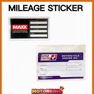 สติกเกอร์ติดไมล์ UMA RACING MAXX PERFORMANCE STICKER RECORD ENGINE OIL MINYAK HITAM