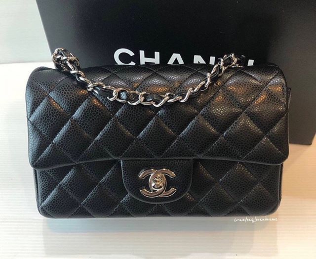 New! Chanel mini 8” caviar