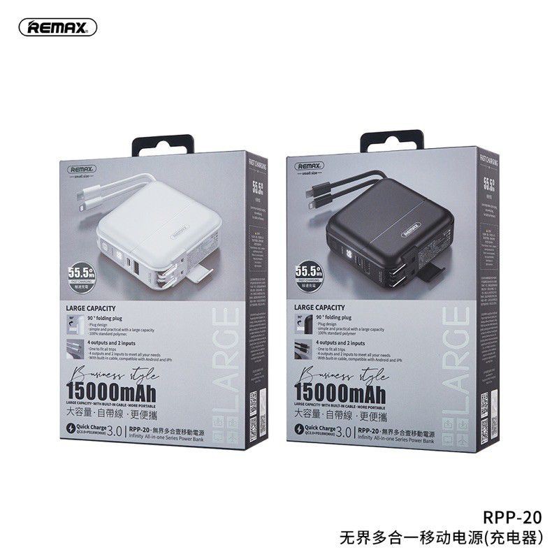 พร้อมส่ง！！ 🔥 REMAX VIAKING แบตสำรอง 15000mAh PowerBank RPP-20 Type-C To Lightning แท้100%  เพาเวอร์แ