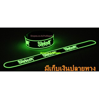 SLIPKNOT สลิปน็อต Wristband ริสแบนด์ เรืองแสง กำไลยาง ปั๊มนูน วงร็อค pg16 พร้อมส่ง