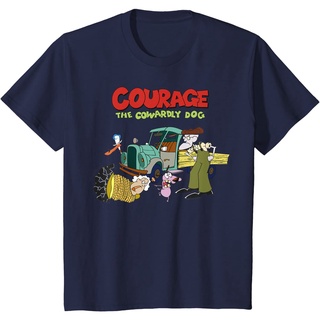 เสื้อยืดผ้าฝ้ายพรีเมี่ยม เสื้อยืด พิมพ์ลายโลโก้ Cn Courage The Cowardly Dog Group