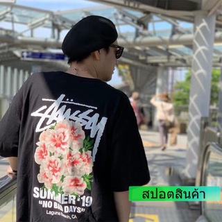 STUSSY เสื้อยืดลําลองสําหรับผู้ชายผู้หญิงแขนสั้นคอกลมพิมพ์ลายทรงหลวมสไตล์ฮิปฮอป