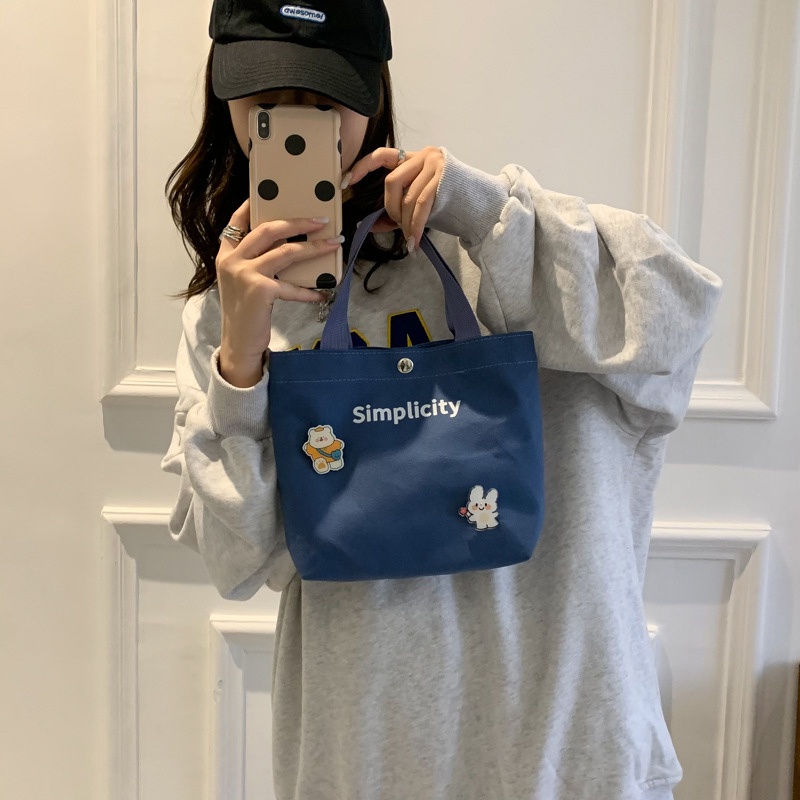 AMILA แฟชั่นผ้าใบแพ็คเก็ตหญิงน่ารักสะดวกถุงของชำแบบพกพาสาวกระเป๋าใส่มือถือ