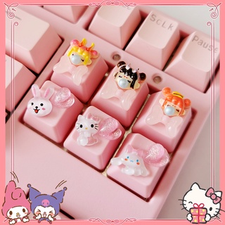 【 keycap】Melody Kitty ปุ่มกดคีย์บอร์ด Mechanical ลายการ์ตูน  ABS R4 OEM DIY สีเหลือง keycaps