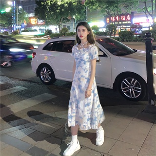 🔥Hot sale~ French retro niche sweet long skirt summer 2021 new first love skirt ช่วงต้นฤดูใบไม้ผลิอารมณ์ชุดเสื้อผ้าสตรี