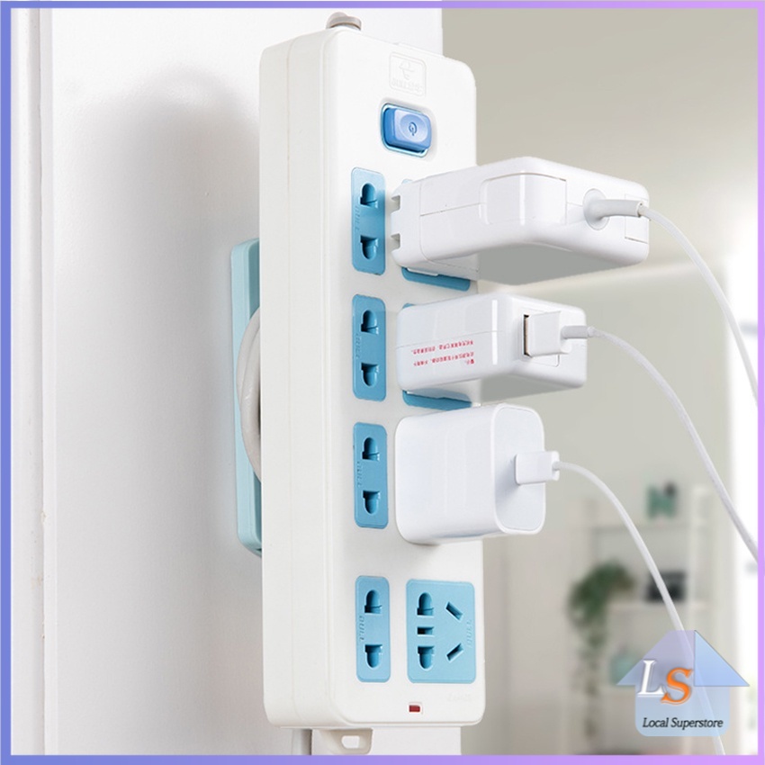 ที่เก็บสายปลั๊กไฟ 2 in 1 ที่ยึดรางแบบแขวนผนังไร้รอย ตัวยึดรางปลั๊ก Socket retainer