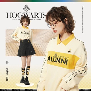 Harry Potter Kyouko men and women drawstring POLO sweater jk สเวตเตอร์โปโล แฮร์รี่ลิขสิทธิ์แท้ เสื้อโปโลครอป โอเวอร์ไซส์