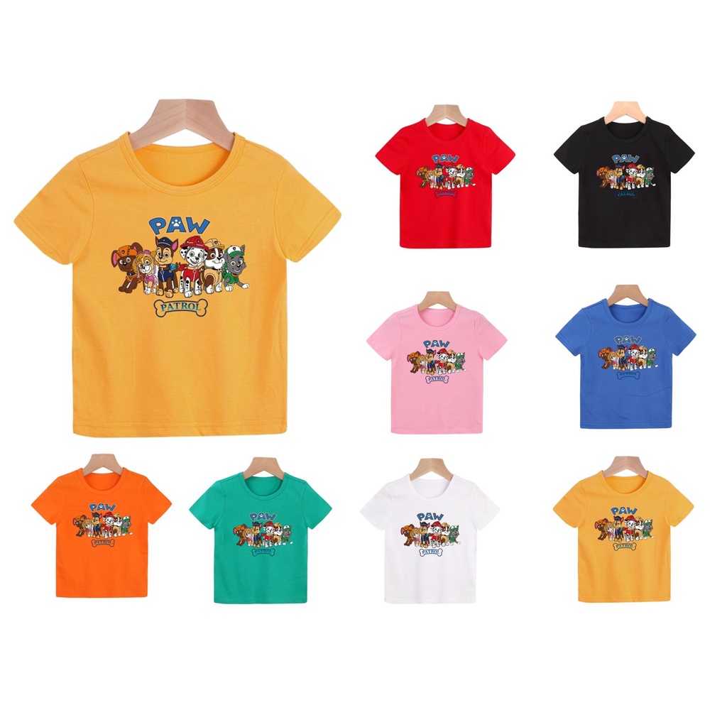 เสื้อยืดเด็กผู้ชาย 100% ผ้าฝ้าย แขนสั้น Paw Patrol การ์ตูนน่ารัก เสื้อเด็กผู้ชาย 8 สี