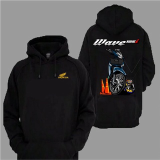 เสื้อกันหนาว มีฮู้ด ลาย Honda Wave 125i พรีเมี่ยม