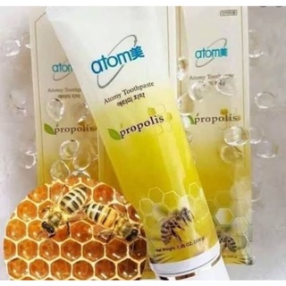 อะโทมี่ ทูธเพสต์ ยาสีฟันมีสารสกักจากpropolis ขนาด200กรัม (ซื้อ3หลอดแถมฟรีแปรงสีฟันอะโทมี่1ด้าม)