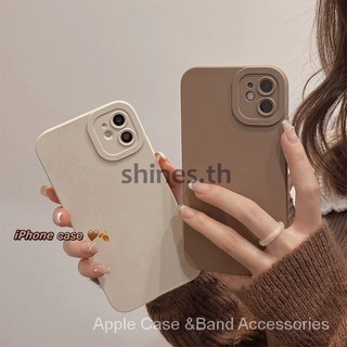 Ins Simple Beige สีขาว/สีน้ำตาล Pure Color Casing Iphone Soft TPU ซิลิโคนแว่นตาเลนส์เคสป้องกันสำหรับ iPhone 14 Pro Max X Xr Xs Max 7 8 Plus 12 Pro Max 11 13 pro max