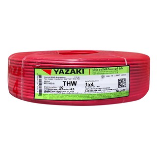 THW power cord ELECTRIC WIRE THW IEC01 YAZAKI 60227IEC01 1X4SQMM 100M RED Power cable Electrical work สายไฟ THW สายไฟ TH