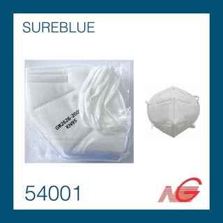 หน้ากากอนามัย กรองฝุ่น KN95 SUREBLUE รุ่น 54001 สีขาว แบบคล้องหู 5ชิ้น/แพ็ค ทรง 3D