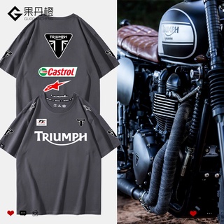 Triumph Short-Sleeved Pure Cotton T-Shirt TIGER SPORT 850 900GT 765 TRIDENT 660 STREET TRIPLE R SPEED TRIPLE 1200RS STREET SCRAMBLER 1200 BONNEVILLE T120 T100 BOBBER Cycling Jersey