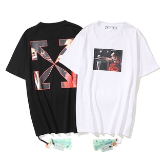 OFF WHITE เสื้อยืดลำลอง แขนสั้น แฟชั่นสำหรับผู้ชายและผู้หญิง