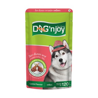 ✨ขายดี✨ ด็อกเอ็นจอย อาหารสุนัข เพาซ์ รสเนื้อแกะ 120 กรัม  DOGnjoy Dog Food Pouch Lamb 120 g