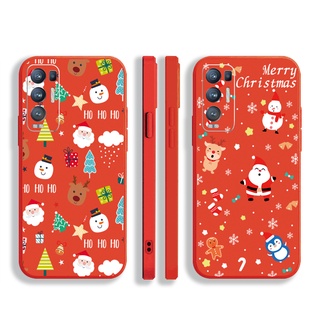 เคสโทรศัพท์มือถือซิลิโคนทรงสี่เหลี่ยมสําหรับ Oppo Reno6 Z 5G Reno 5 Pro 4 4G 3 Reno2 Z F Merry Christmas 2022