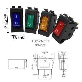 KCD3 KCD4 KCD2 สวิตช์กระดก ยาง ไฟบ้าน 25 x 31 มม. 250V/15A 125V/20A 3ขา 4ขา,3 Pins, 4 Pins Rocker Switch ON OFF AC Power