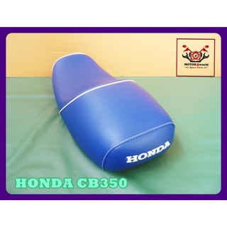 HONDA CB350 DOUBLE SEAT COMPLETE "BLUE" with "WHITE" TRIM // เบาะรถมอเตอร์ไซค์ สีน้ำเงิน คิ้วขาว ด้ายขาว เปิดข้างตูดมน