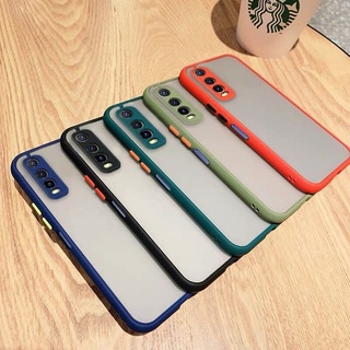 เคสกันกระแทก เคสกันรอยกล้อง Case Vivo Y12A Y12S เคสปุ่มสีผิวด้าน ขอบนิ่มหลังแข็ง ส่งจากไทย