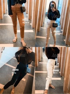 (B) พร้อมส่ง🔥กางเกงทรงโรเชฟ 7-8ส่วน ผ้าฮานาโกะใส่ทำงานได้