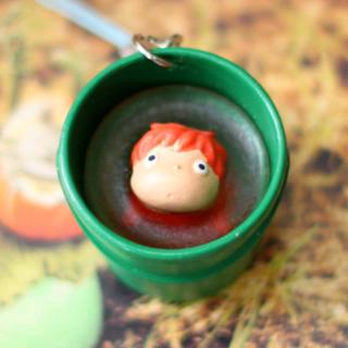 Hayao Miyazaki Studio Ghibli Ponyo in the Bucket พวงกุญแจ สายคล้องโทรศัพท์ ของเล่น PVC 1 ชิ้น